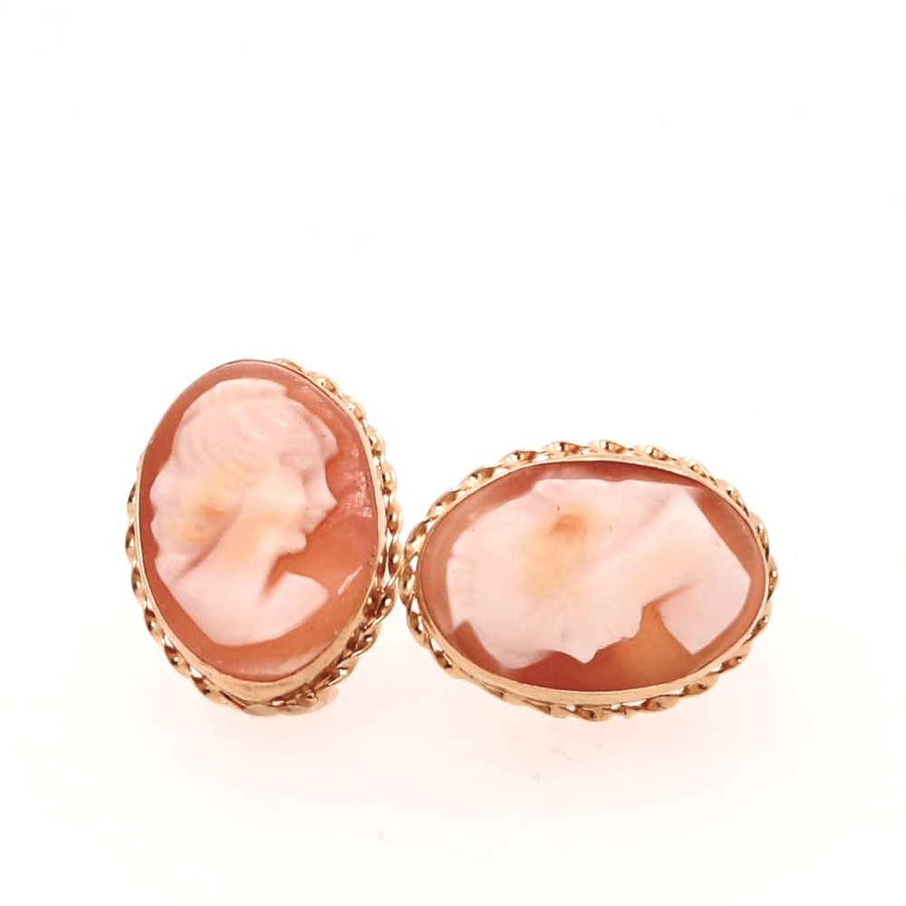 Gold Cameo Earrings